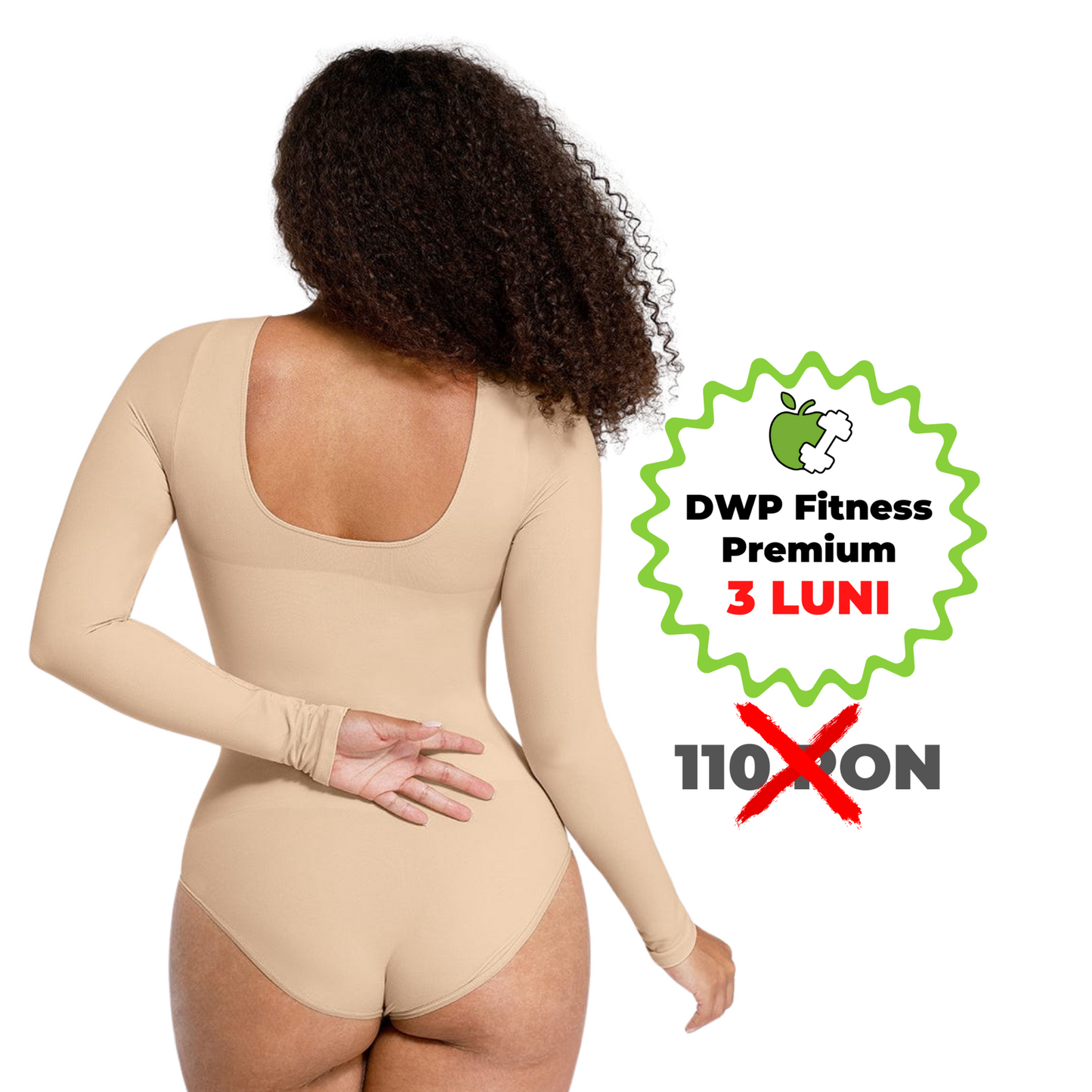 Body Modelator "SKIN" Chilot Clasic, Cu Mânecă Lungă, DWP Fitness-Efect Compresie