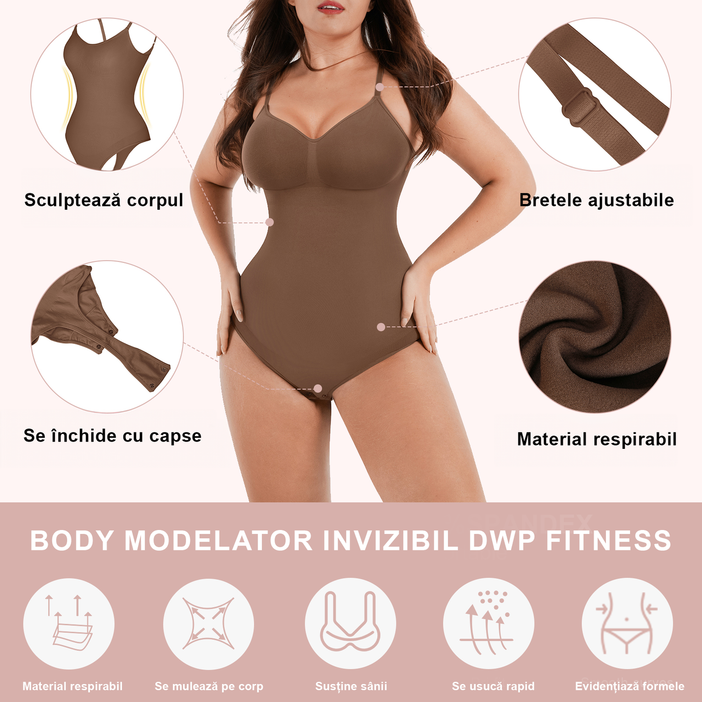 Body Modelator SKIN Tanga, Spate Acoperit, DWP Fitness-Efect Compresie