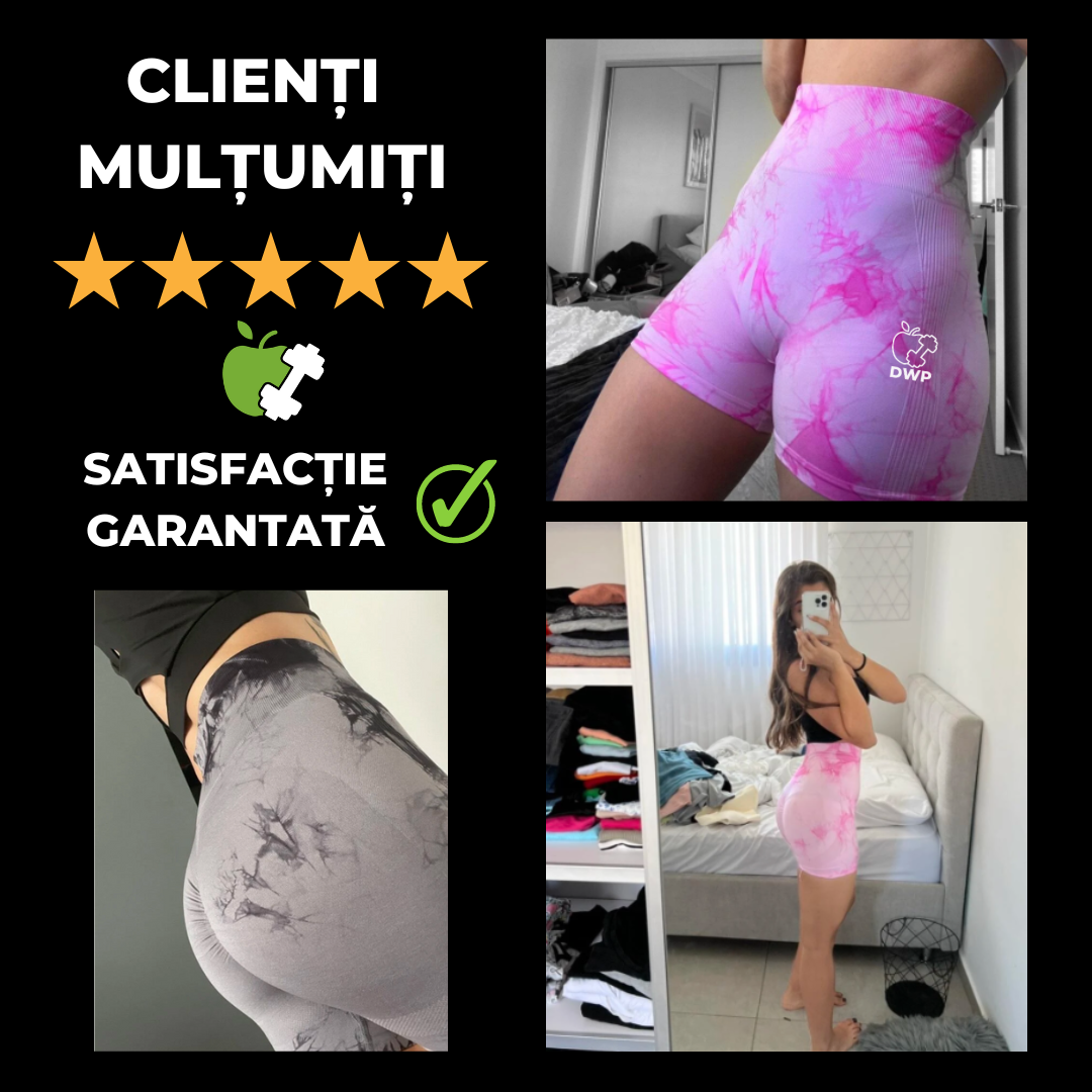 Colanți DWP Fitness PRO Scurți - Tie Dye, Fără cusături și Talie Înaltă