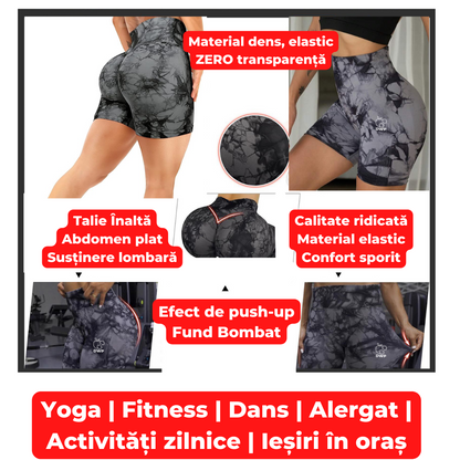 Colanți DWP Fitness PRO Scurți - Tie Dye, Fără cusături și Talie Înaltă