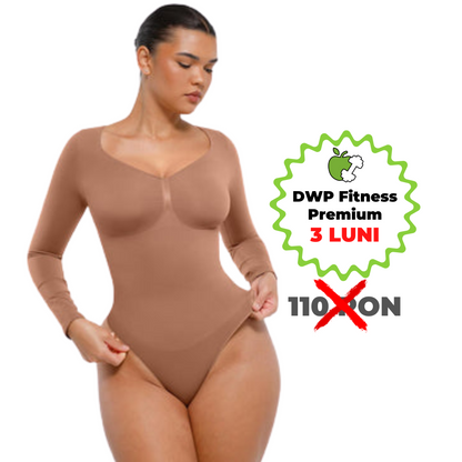 Body Modelator "SKIN" Tanga, Cu Mânecă Lungă, DWP Fitness-Efect Compresie