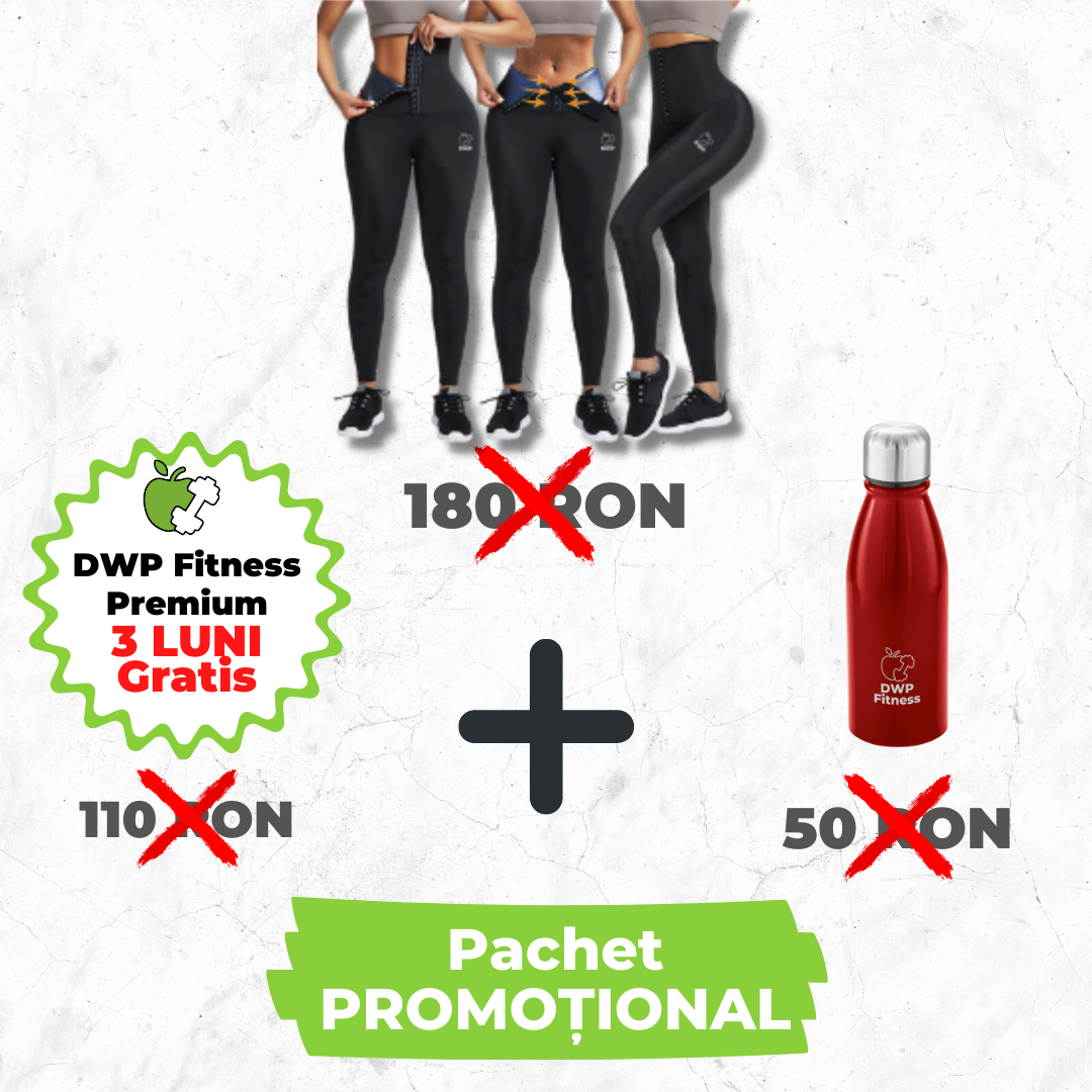 Pachet Promo - Colanți DWP Modelatori 2 în 1 - Centură Corset + Sticlă de apă DWP Fitness, Oțel Inoxidabil - 500 ml