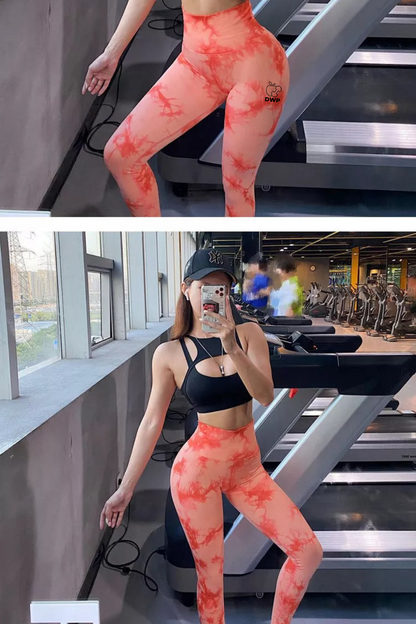 Pachet Promo - Colanți DWP Fitness PRO - Tie Dye, Fără Cusături și Talie Înaltă + Colanți DWP Modelatori 2 în 1 Centură Corset "Efect Termic"