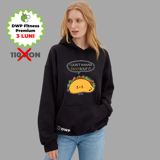 Hoodie DWP Fitness Signature Taco, Unisex, Flaușat