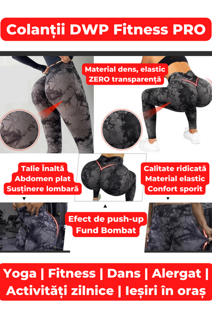 Pachet PROMO - Colanți DWP Fitness PRO - Tie Dye + Benzi Elastice – 3 Niveluri de intensitate