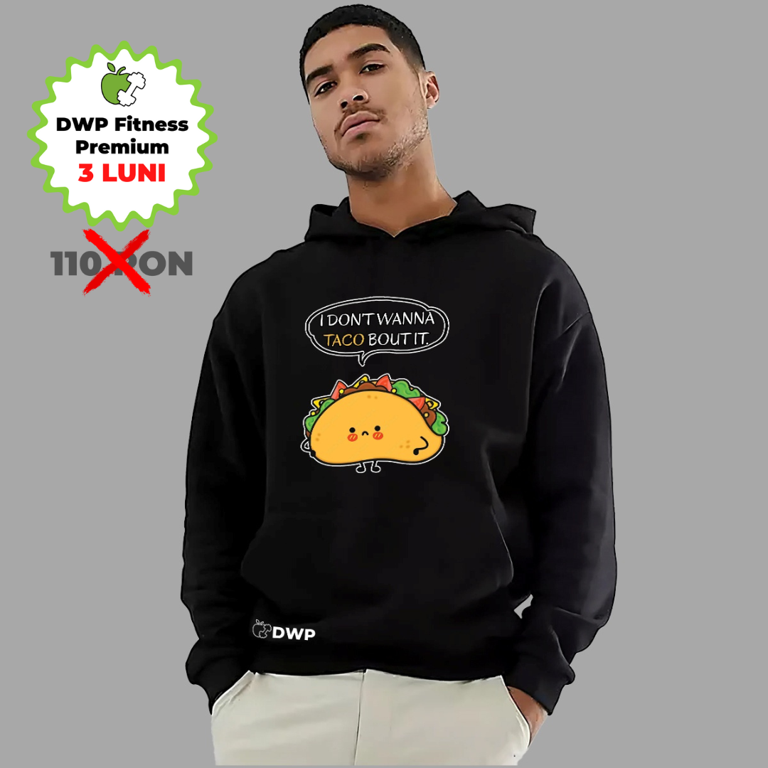 Hoodie DWP Fitness Signature Taco, Unisex, Flaușat