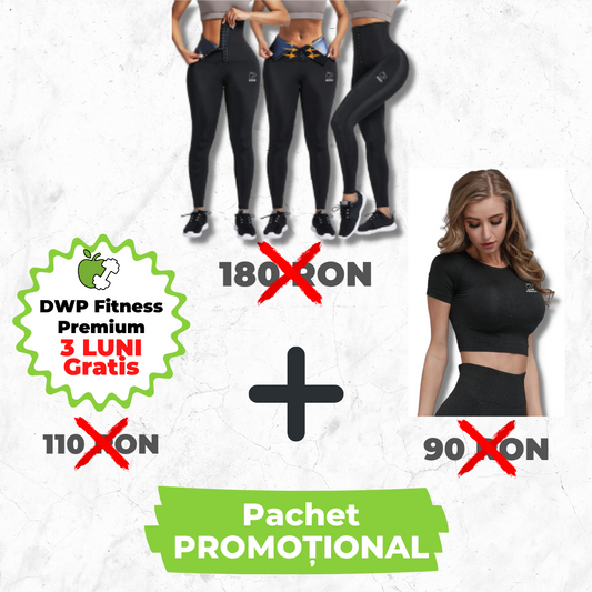 Pachet Promo - Colanți DWP Modelatori 2 în 1 - Centură Corset + Bluză Crop Top Scurtă, Fără Cusături