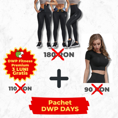 Pachet Promo - Colanți DWP Modelatori 2 în 1 - Centură Corset + Bluză Crop Top Scurtă, Fără Cusături