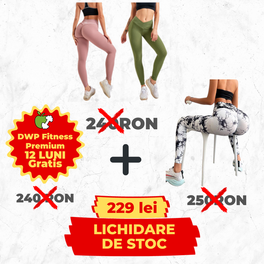 Colanți DWP Fitness PRO - Tie Dye + Colanți Modelatori DWP Fitness, cu Efect Anti-Celulitic + Abonament 12 luni