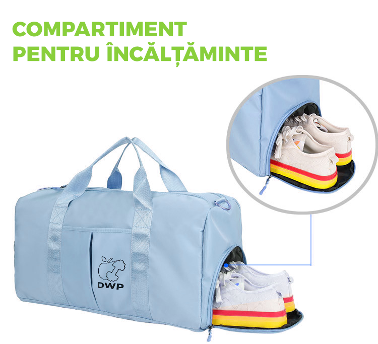 Geantă Sport impermeabilă DWP Fitness, cu Compartiment Încălțăminte 45 x 22 x 30 cm