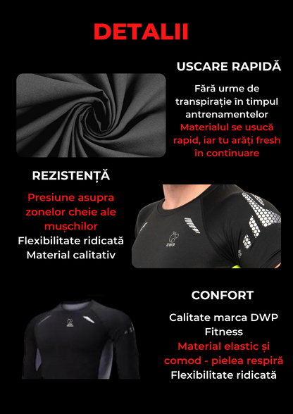 Bluză Compresie + Pantaloni Scurți + Pantaloni Compresie DWP Fitness X-Treme