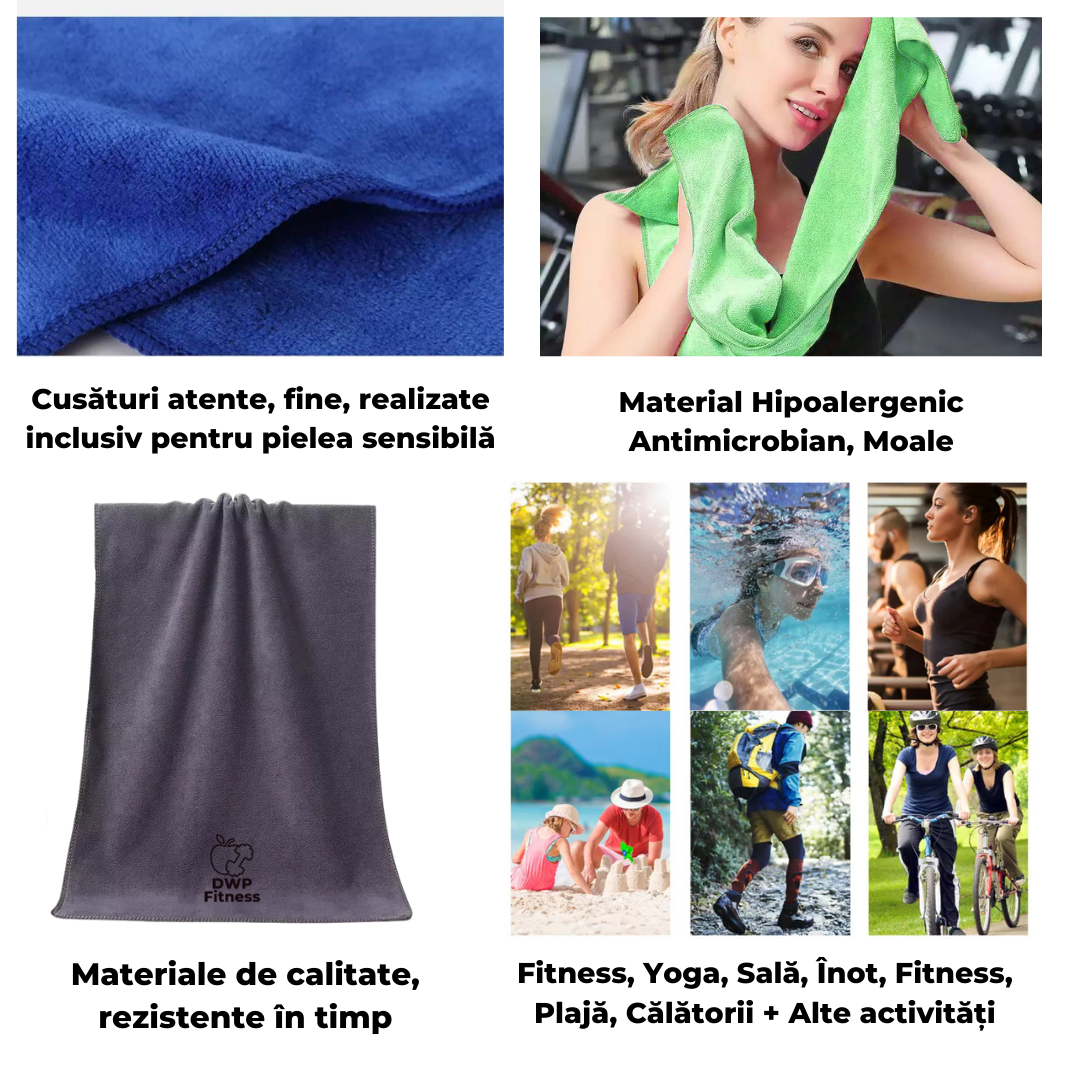 Prosop Sport DWP Fitness, din Microfibră Mediu 35*75 CM + DWP Premium GRATIS