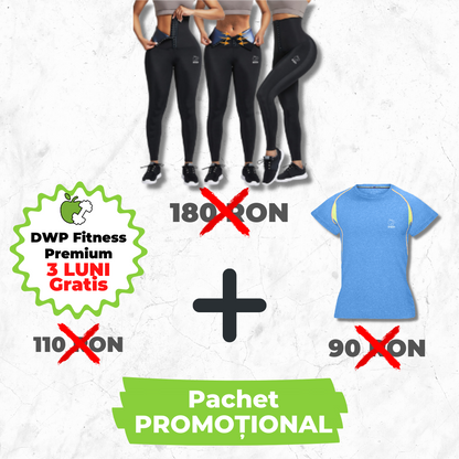 Pachet Promo - Colanți DWP Modelatori 2 în 1 - Centură Corset + Tricou Funcțional DWP Fitness Premium - Damă