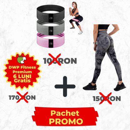 Pachet PROMO - Colanți DWP Fitness PRO - Tie Dye + Benzi Elastice – 3 Niveluri de intensitate