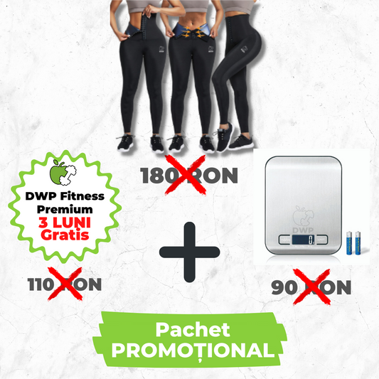 Pachet Promo - Colanți DWP Modelatori 2 în 1 - Centură Corset + Cântar de bucătărie DWP Fitness - INOX